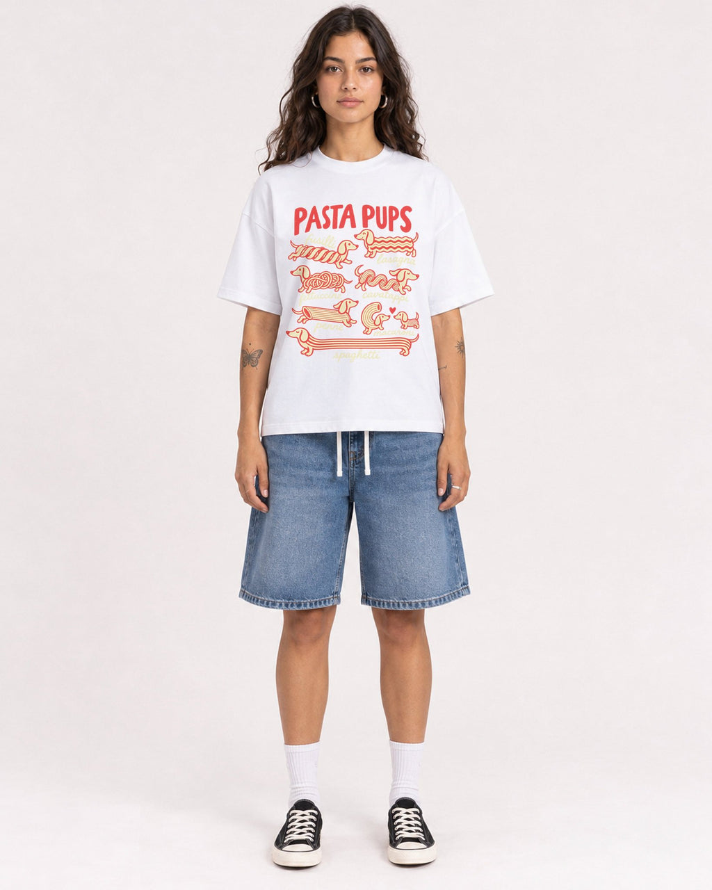 Mockup Boxy Heavyweight Tee White female full-body 06