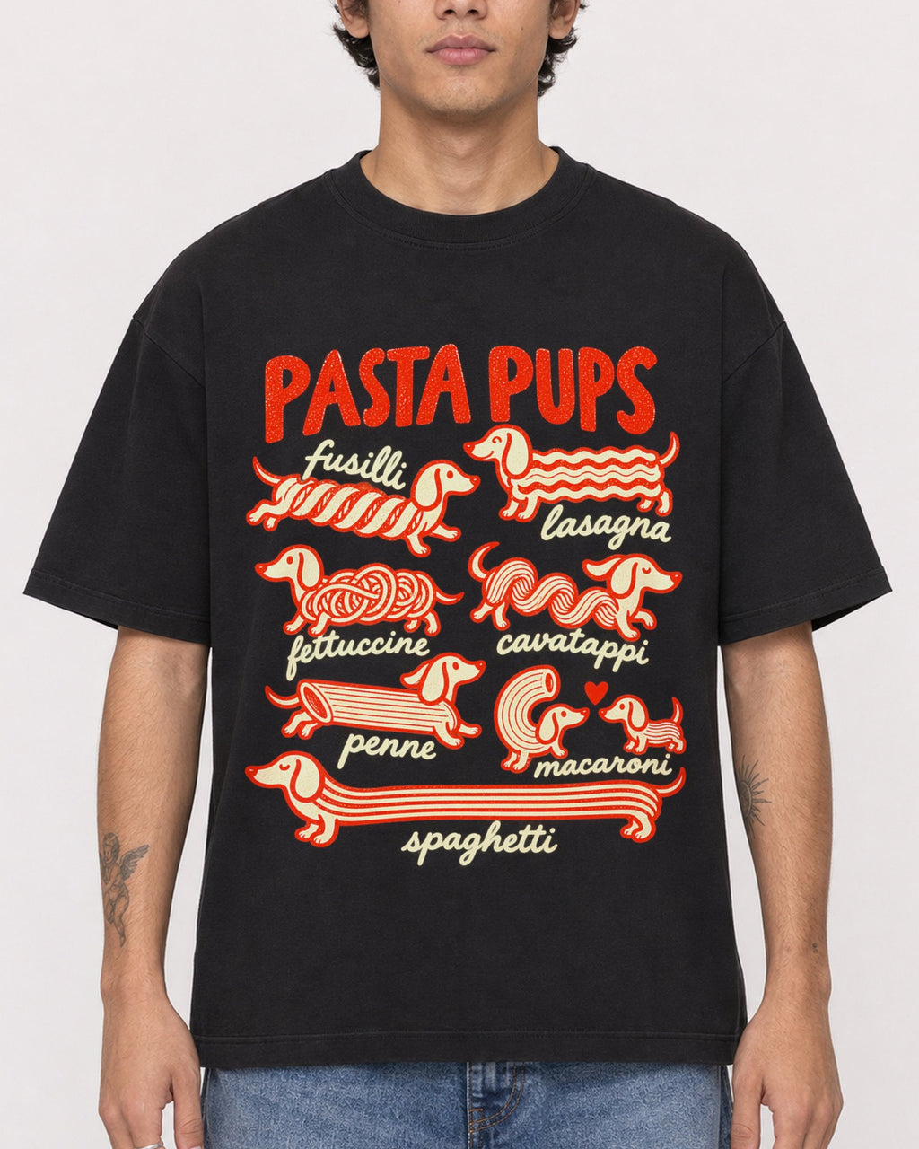 Mockup Boxy Heavyweight Tee Black male close-up 06