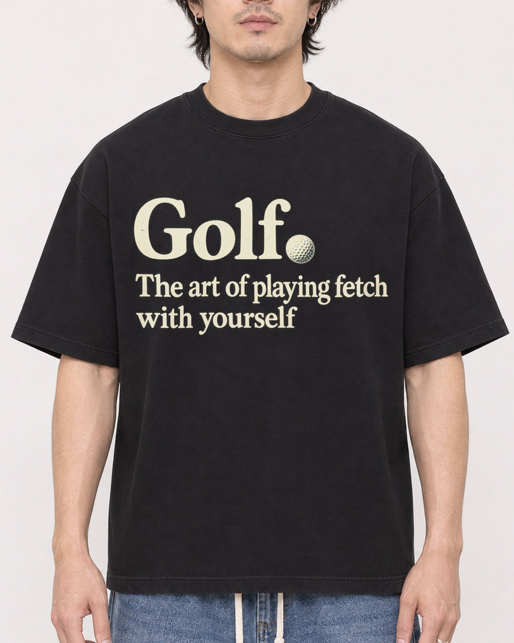 Mockup Boxy Heavyweight Tee Black male close-up 03