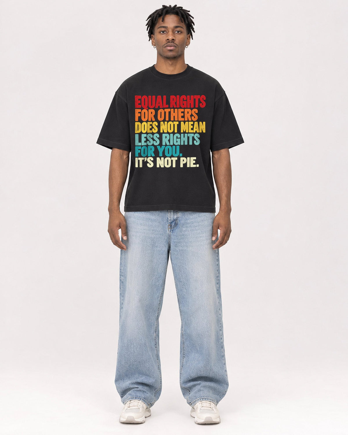 Mockup Boxy Heavyweight Tee Black male full-body 05