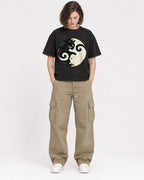 Mockup Boxy Heavyweight Tee Black female full-body 18