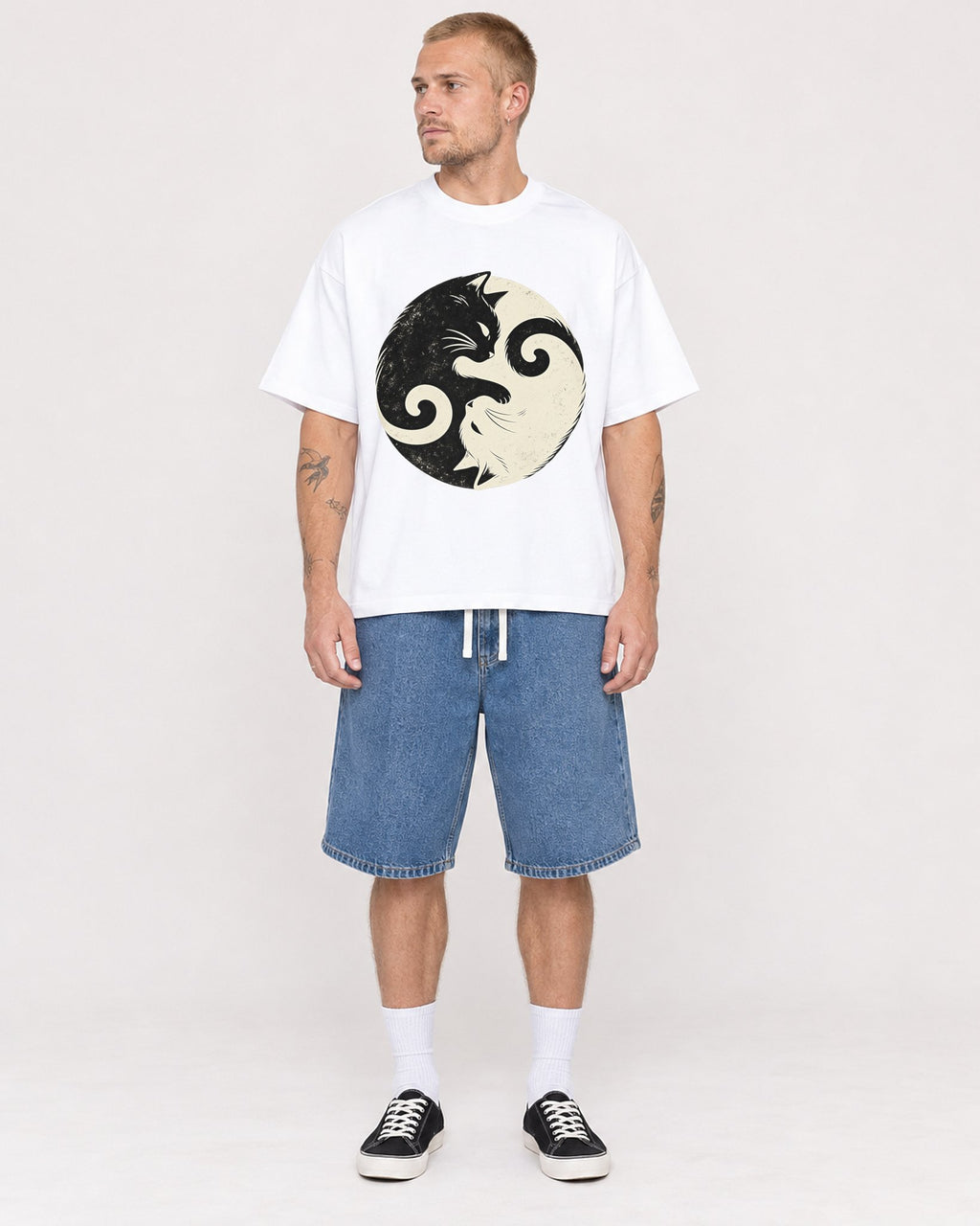 Mockup Boxy Heavyweight Tee White male full-body 18