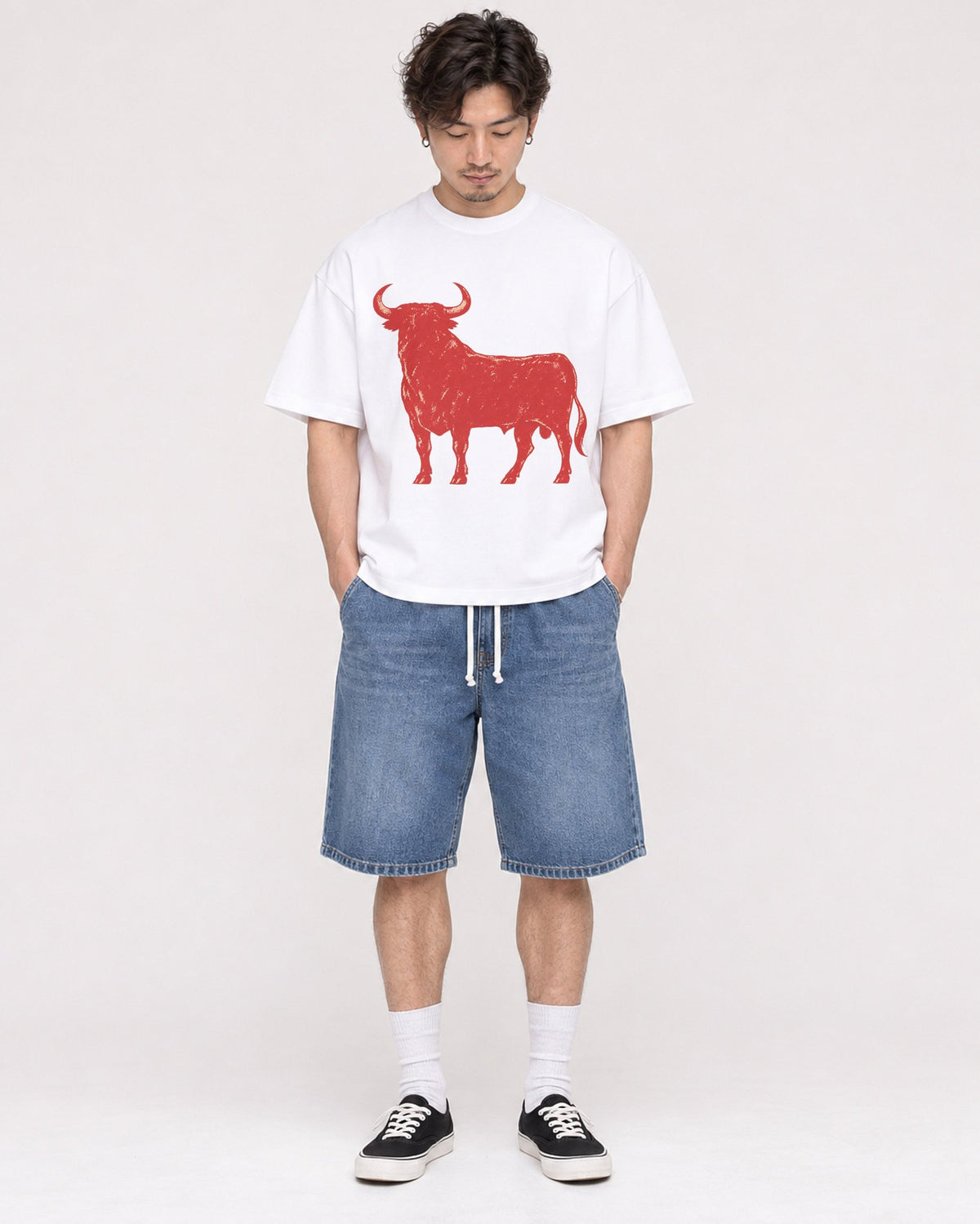Mockup Boxy Heavyweight Tee White male full-body 03