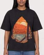 Mockup Boxy Heavyweight Tee Black female close-up 04