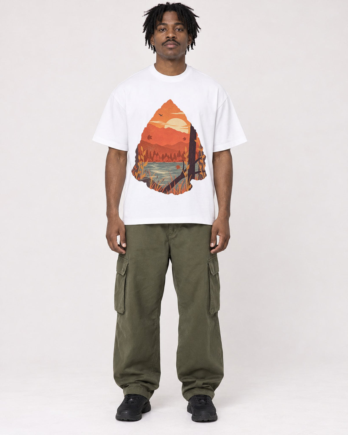 Mockup Boxy Heavyweight Tee White male full-body 04