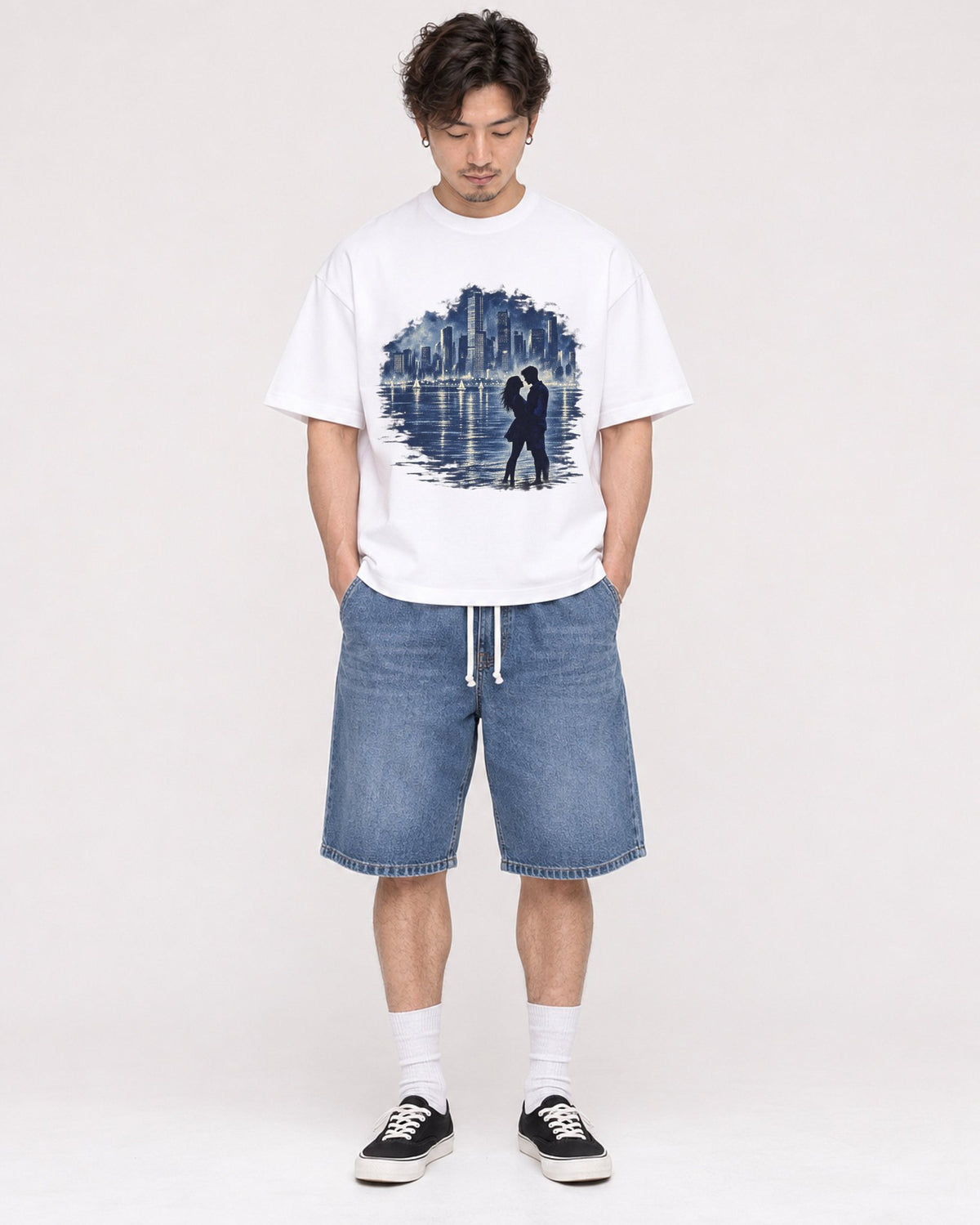 Mockup Boxy Heavyweight Tee White male full-body 03