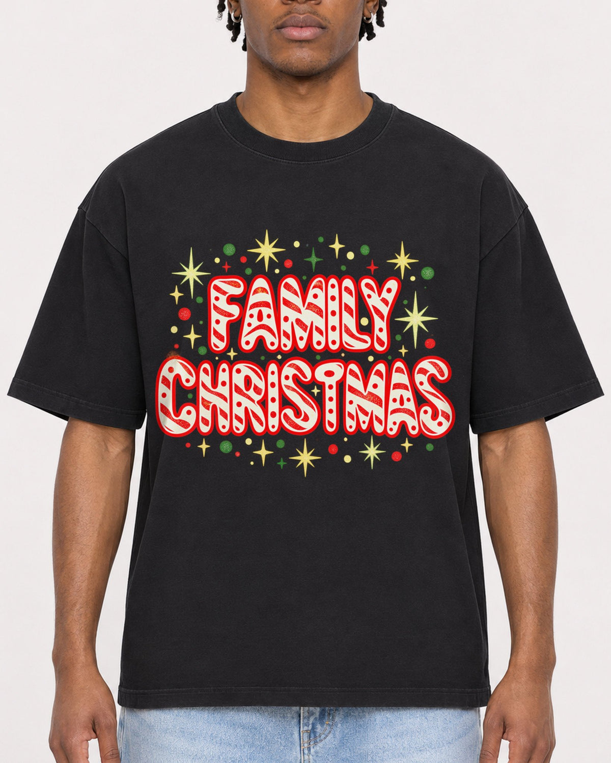 Mockup Boxy Heavyweight Tee Black male close-up 05