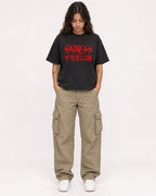 Mockup Boxy Heavyweight Tee Black female full-body 06