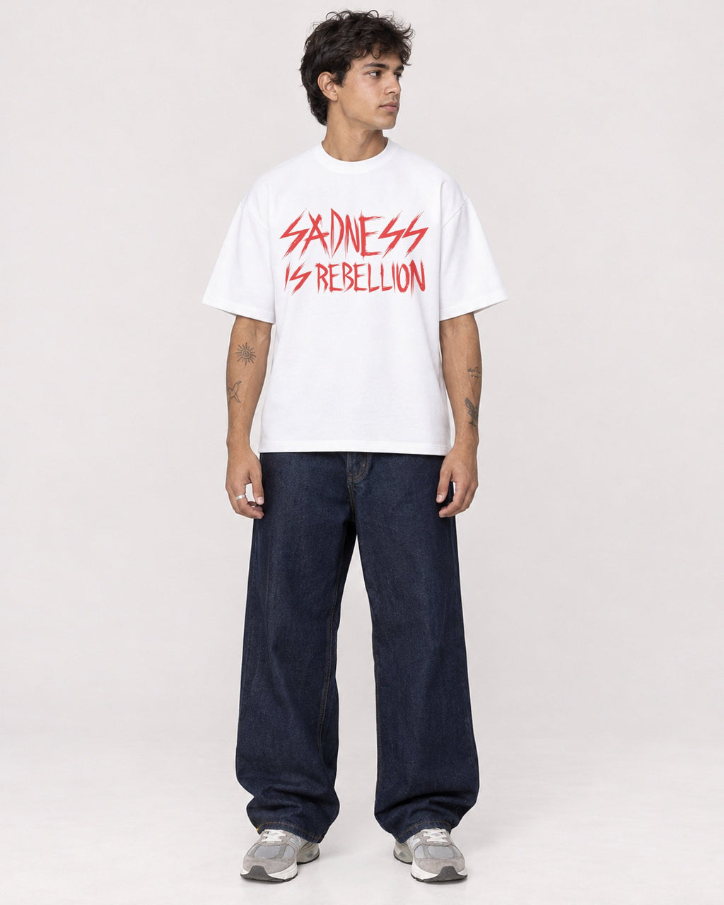 Mockup Boxy Heavyweight Tee White male full-body 06