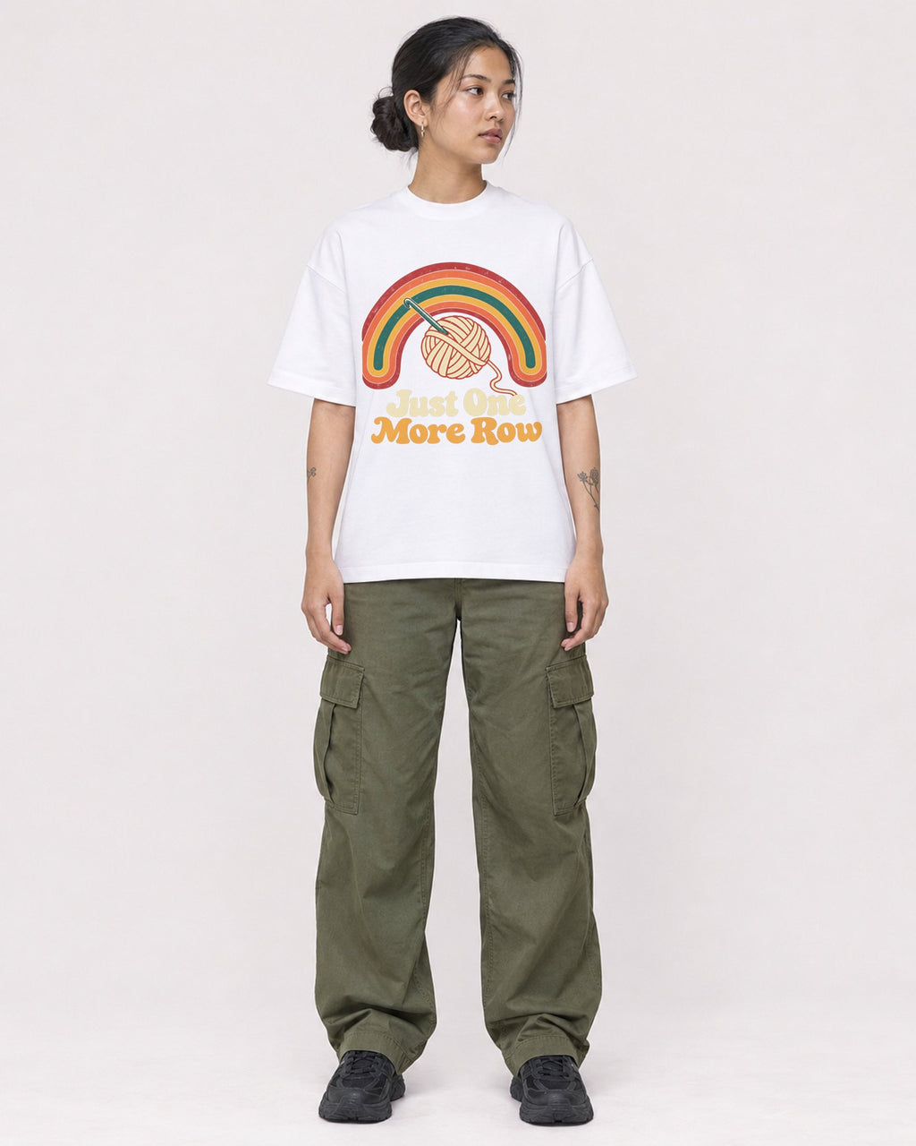 Mockup Boxy Heavyweight Tee White female full-body 12