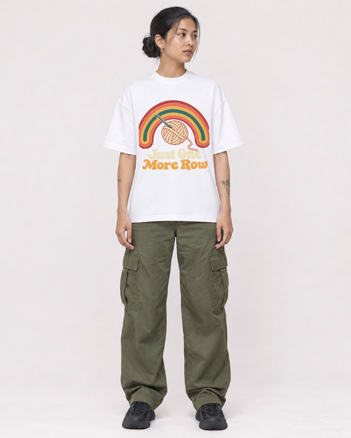 Mockup Boxy Heavyweight Tee White female full-body 12