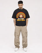 Mockup Boxy Heavyweight Tee Black male full-body 12