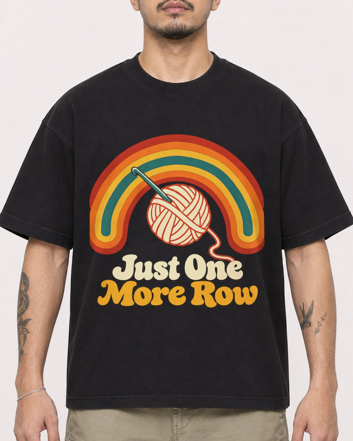 Mockup Boxy Heavyweight Tee Black male close-up 12