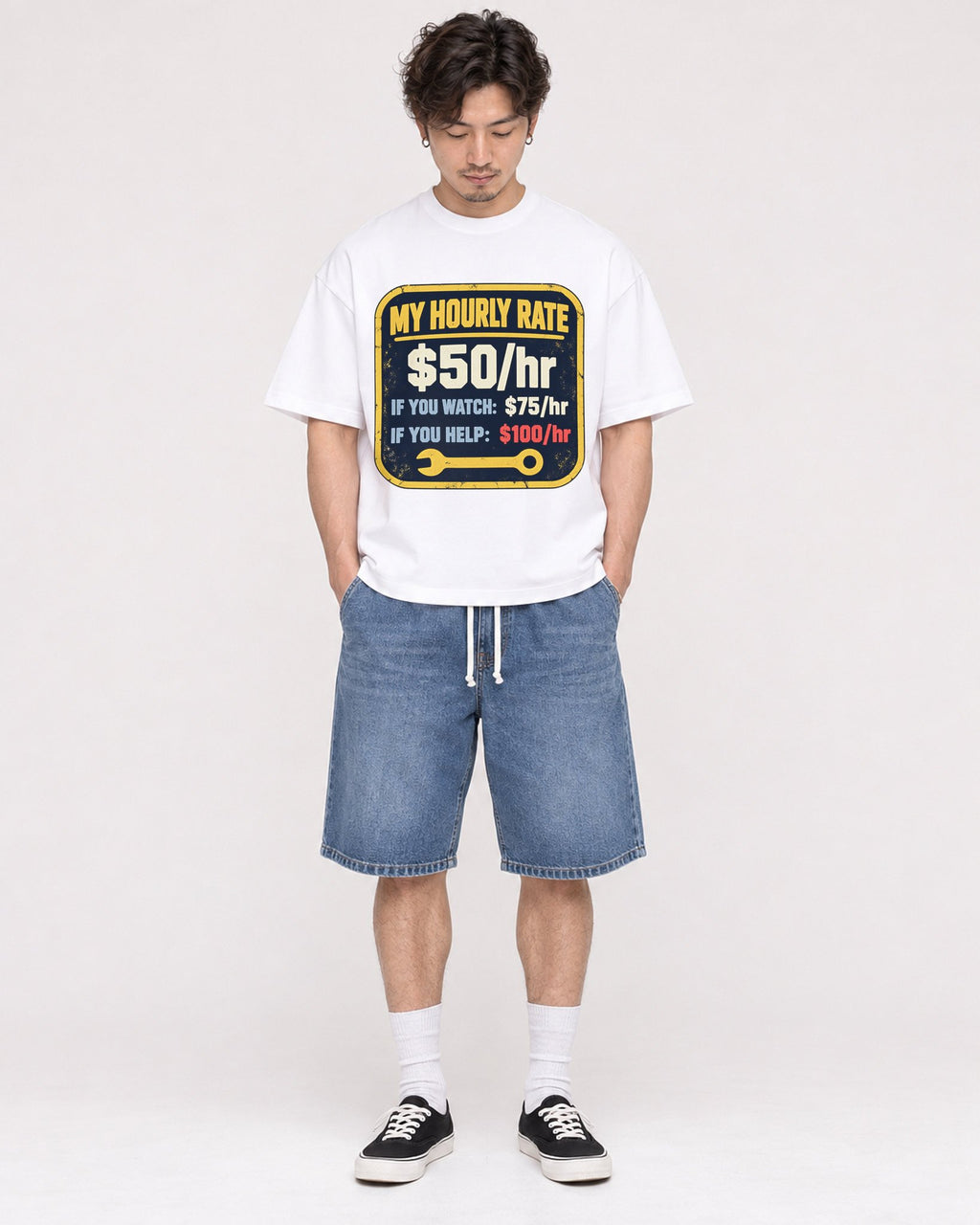 Mockup Boxy Heavyweight Tee White male full-body 03