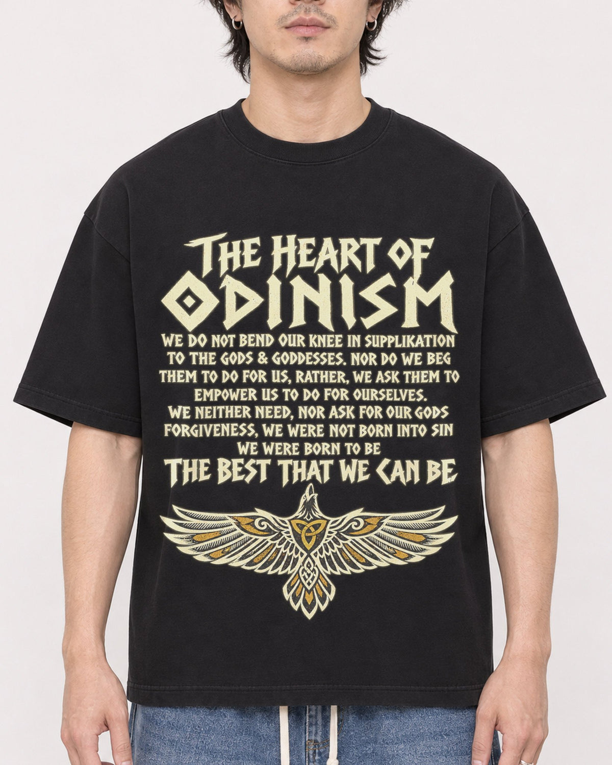 Mockup Boxy Heavyweight Tee Black male close-up 03