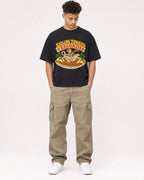 Mockup Boxy Heavyweight Tee Black male full-body 20