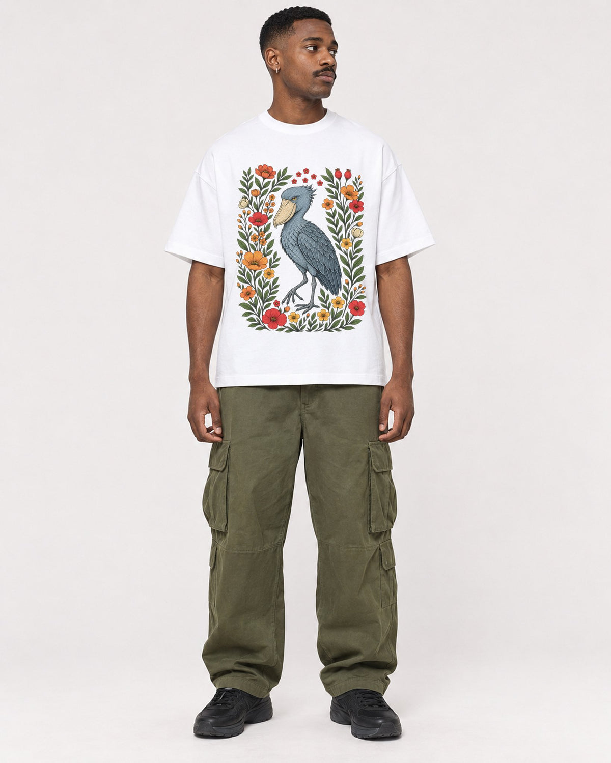 Mockup Boxy Heavyweight Tee White male full-body 14