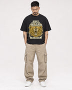 Mockup Boxy Heavyweight Tee Black male full-body 12