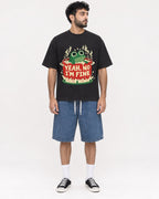 Mockup Boxy Heavyweight Tee Black male full-body 07
