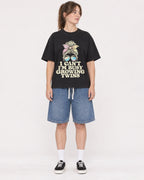 Mockup Boxy Heavyweight Tee Black female full-body 29