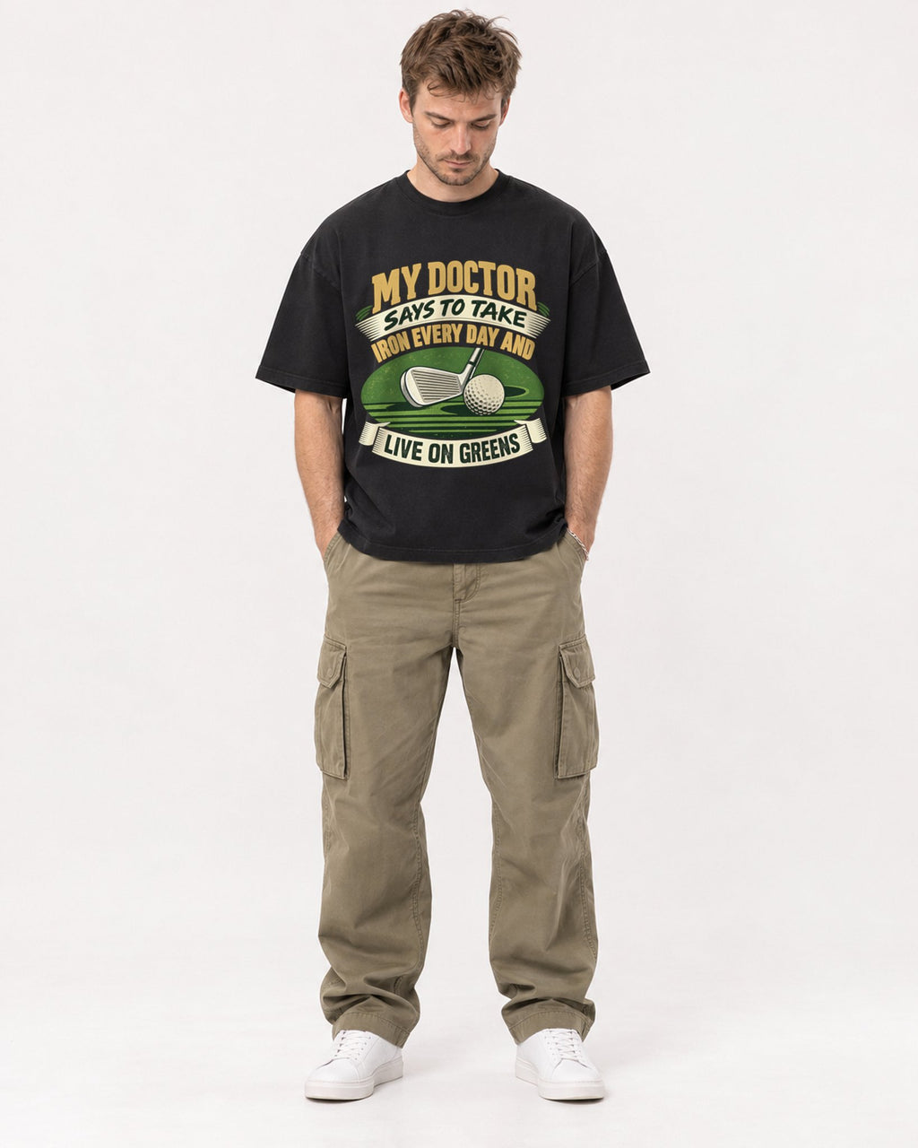 Mockup Boxy Heavyweight Tee Black male full-body 08