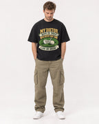 Mockup Boxy Heavyweight Tee Black male full-body 08