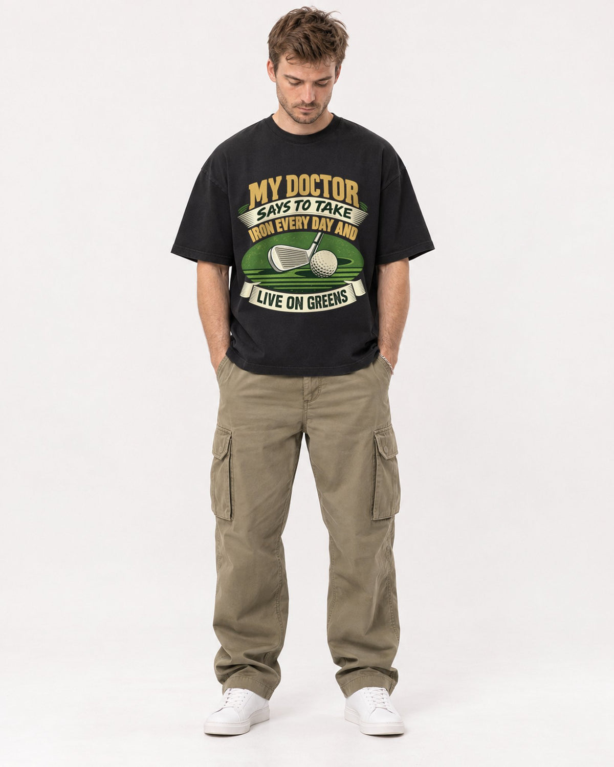 Mockup Boxy Heavyweight Tee Black male full-body 08