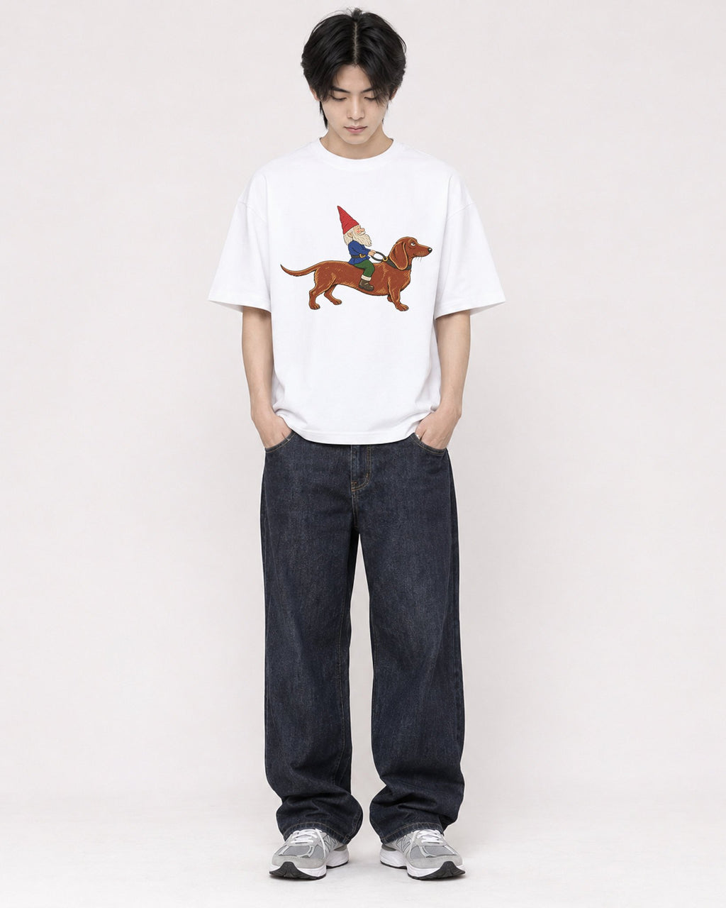 Mockup Boxy Heavyweight Tee White male full-body 11