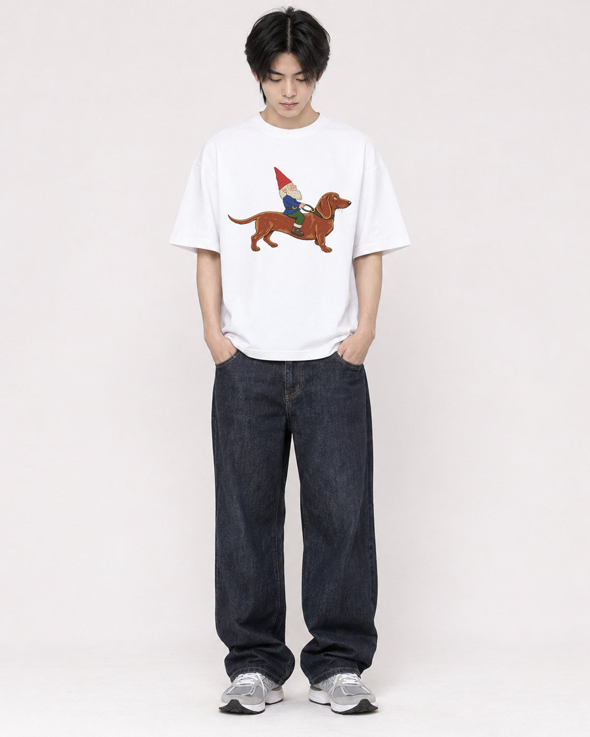 Mockup Boxy Heavyweight Tee White male full-body 11