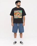 Mockup Boxy Heavyweight Tee Black male full-body 07