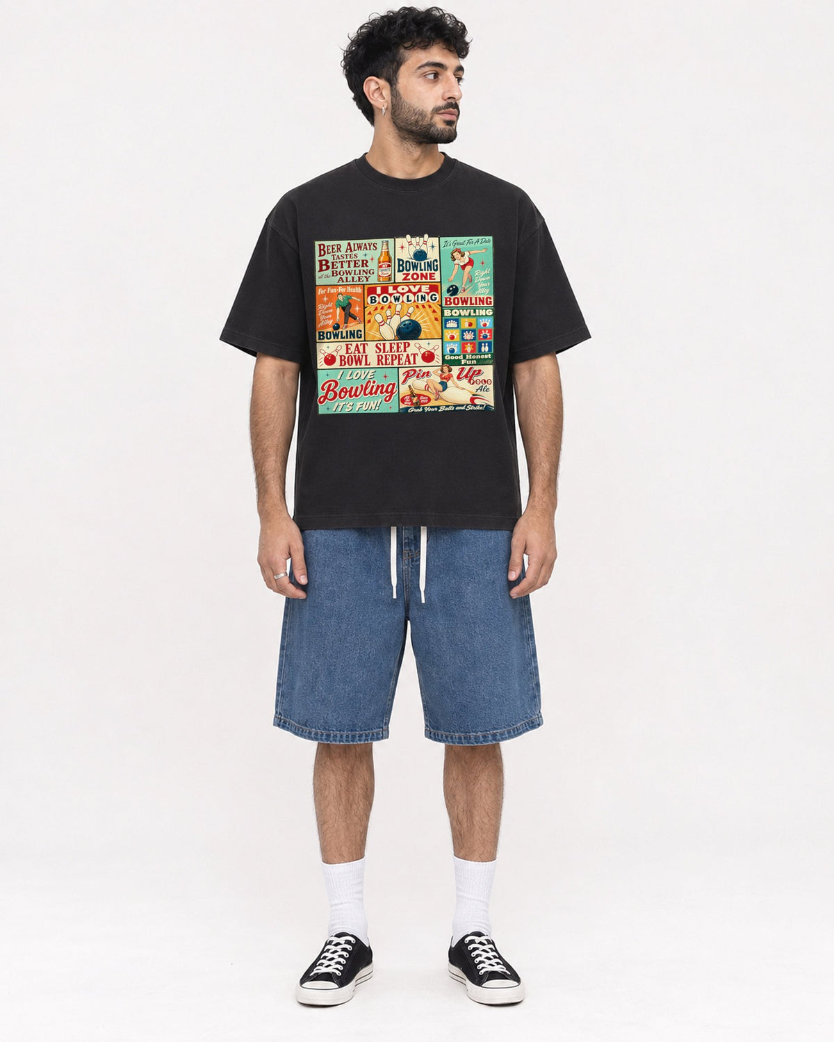 Mockup Boxy Heavyweight Tee Black male full-body 07
