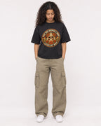 Mockup Boxy Heavyweight Tee Black female full-body 10