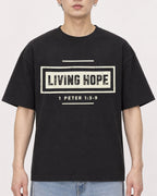 Mockup Boxy Heavyweight Tee Black male close-up 01