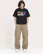 Mockup Boxy Heavyweight Tee Black female full-body 18