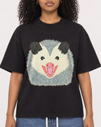 Mockup Boxy Heavyweight Tee Black female close-up 05