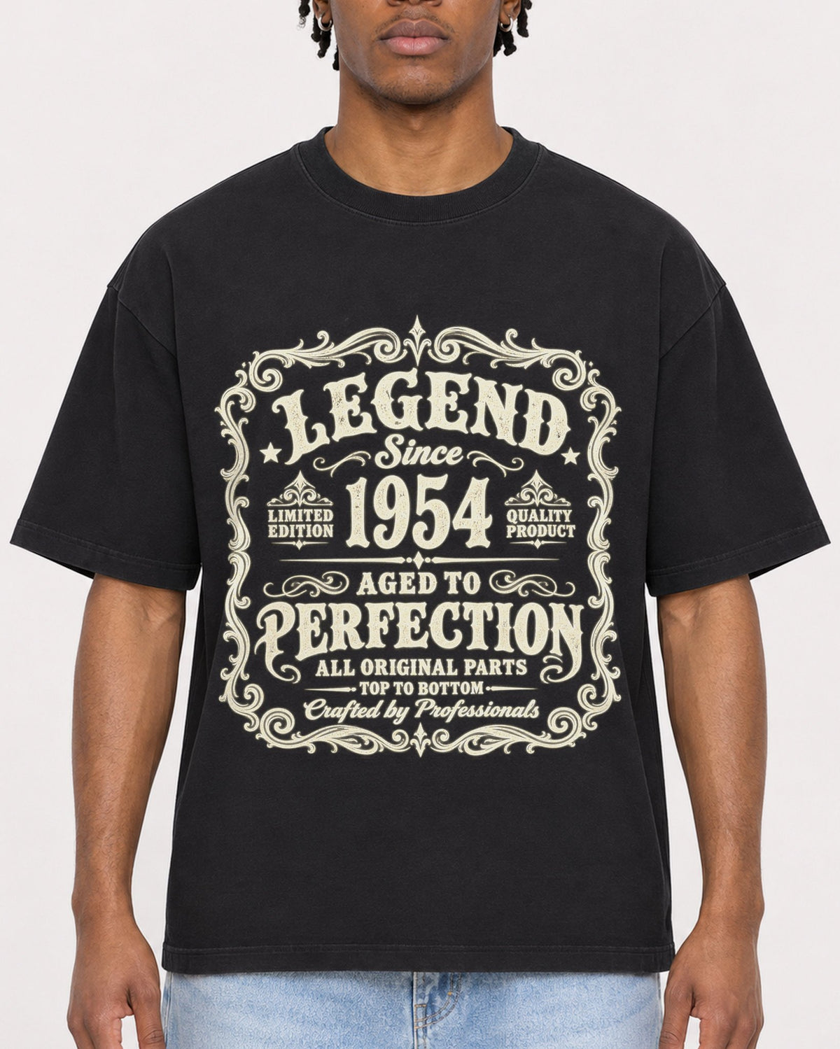 Mockup Boxy Heavyweight Tee Black male close-up 05
