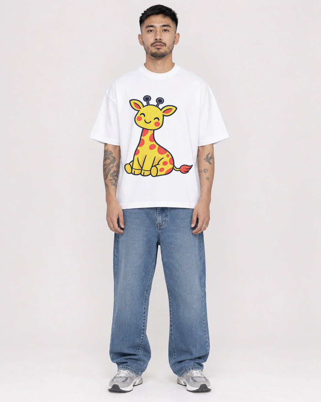 Mockup Boxy Heavyweight Tee White male full-body 12