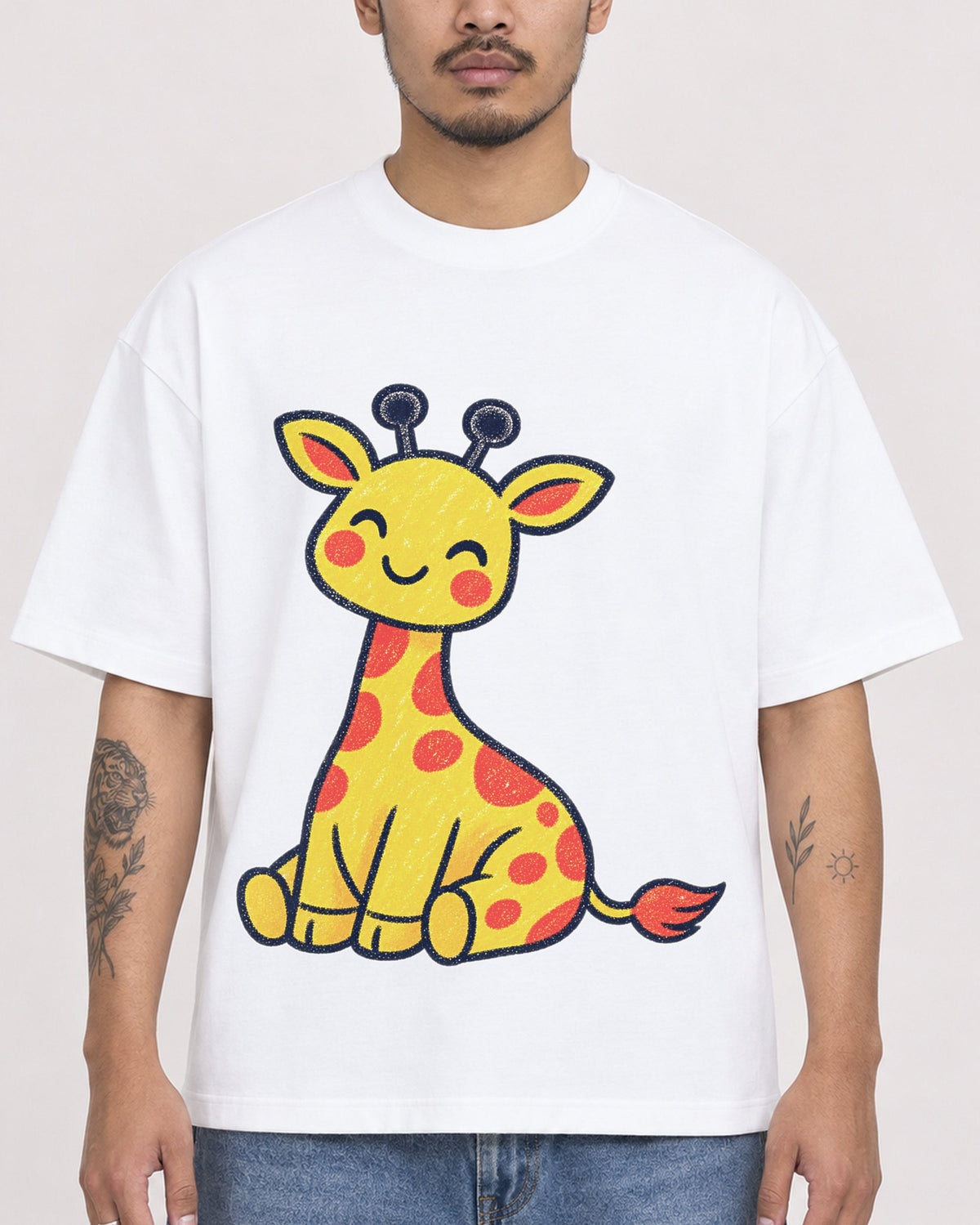 Mockup Boxy Heavyweight Tee White male close-up 12