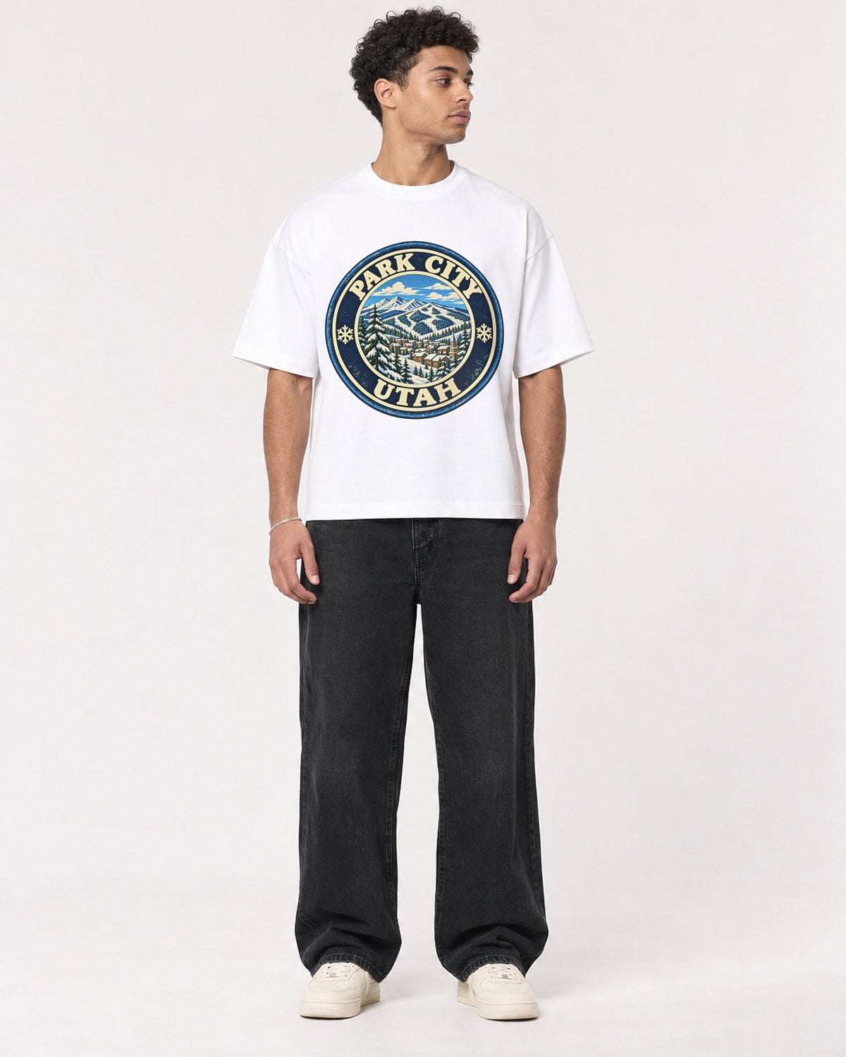 Mockup Boxy Heavyweight Tee White male full-body 10