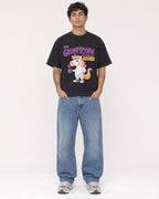 Mockup Boxy Heavyweight Tee Black male full-body 06