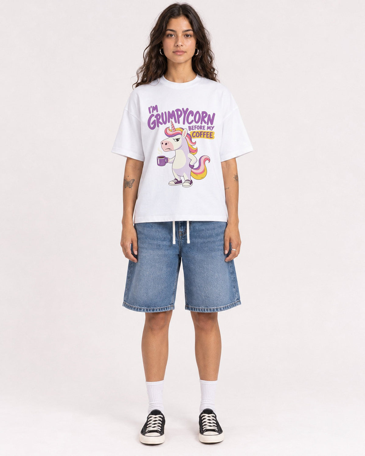 Mockup Boxy Heavyweight Tee White female full-body 06