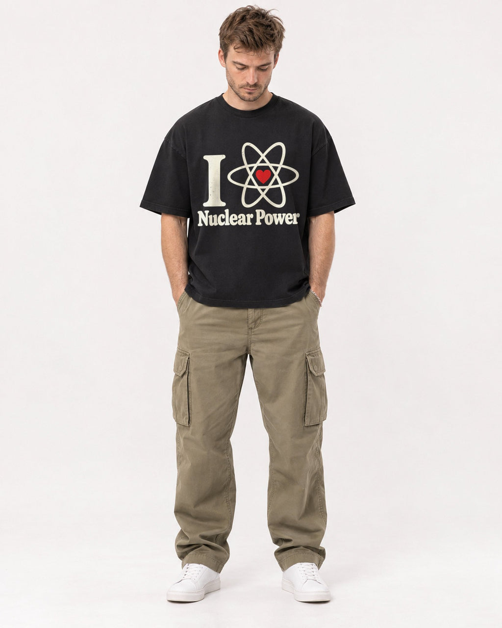 Mockup Boxy Heavyweight Tee Black male full-body 08