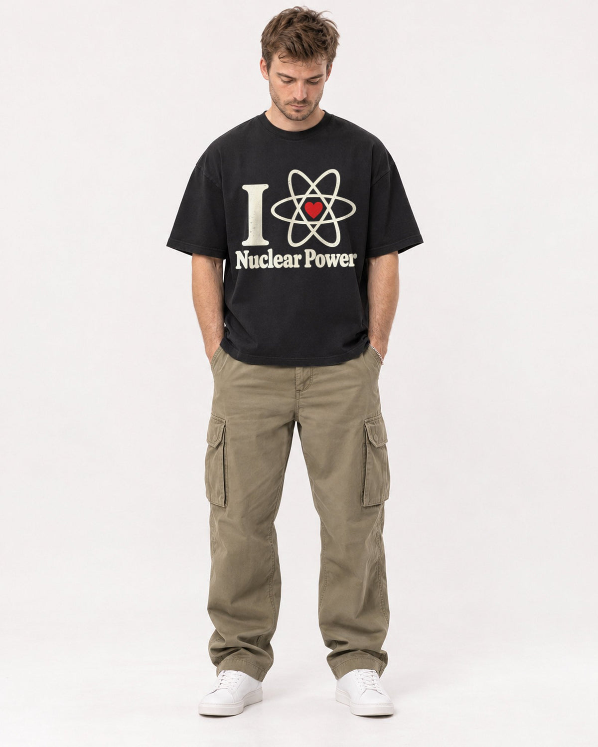 Mockup Boxy Heavyweight Tee Black male full-body 08