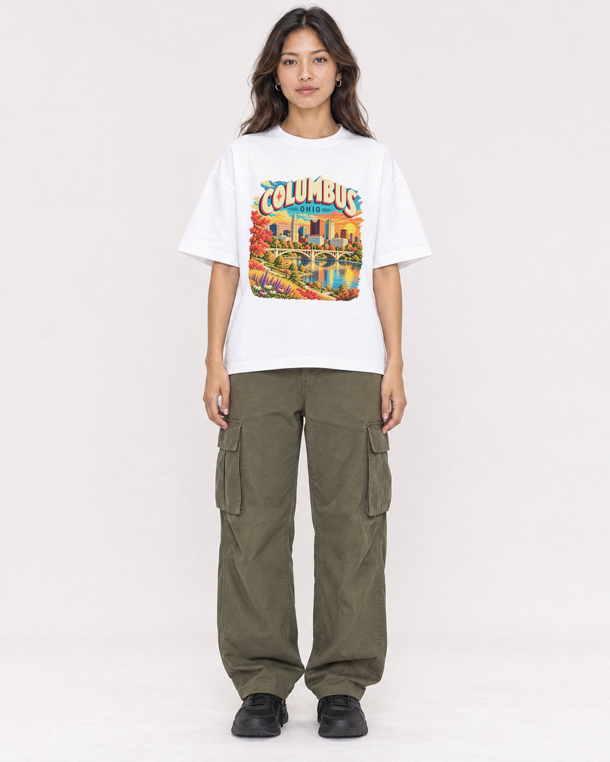 Mockup Boxy Heavyweight Tee White female full-body 02