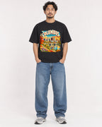 Mockup Boxy Heavyweight Tee Black male full-body 02