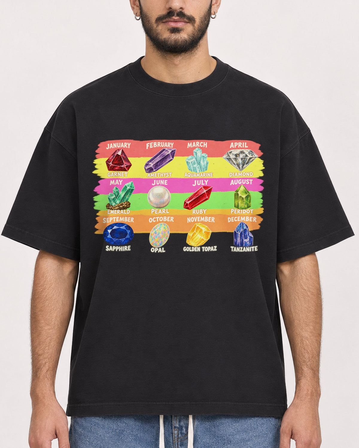 Mockup Boxy Heavyweight Tee Black male close-up 07