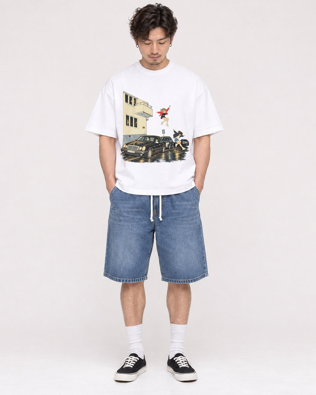 Mockup Boxy Heavyweight Tee White male full-body 03