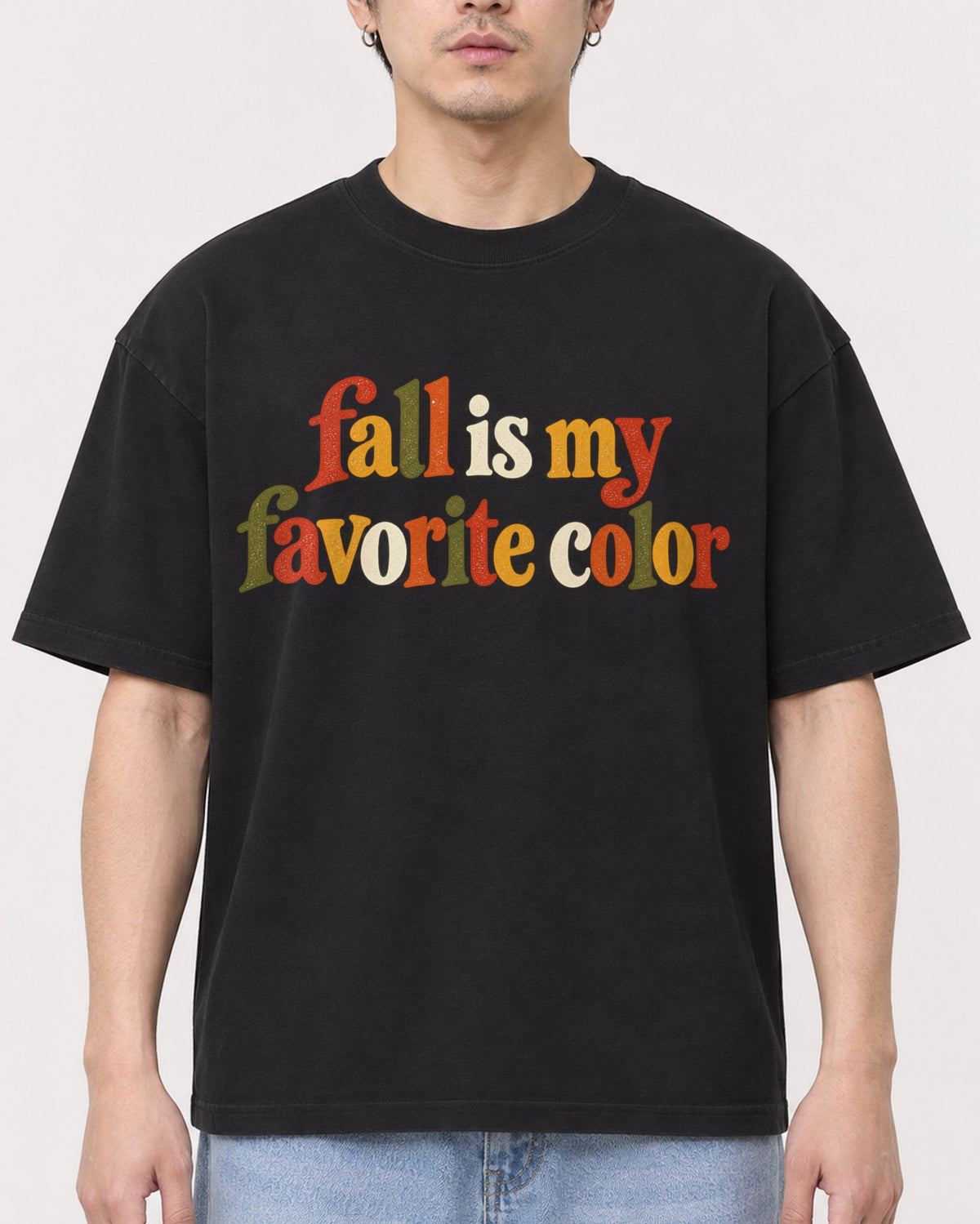 Mockup Boxy Heavyweight Tee Black male close-up 13