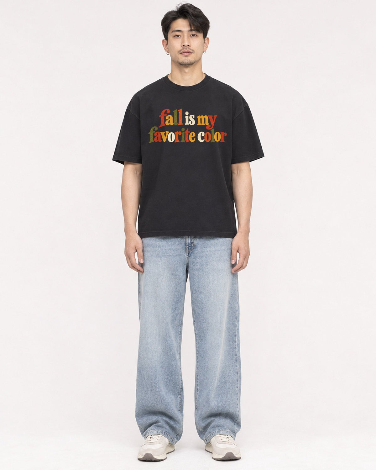 Mockup Boxy Heavyweight Tee Black male full-body 13