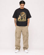 Mockup Boxy Heavyweight Tee Black male full-body 36